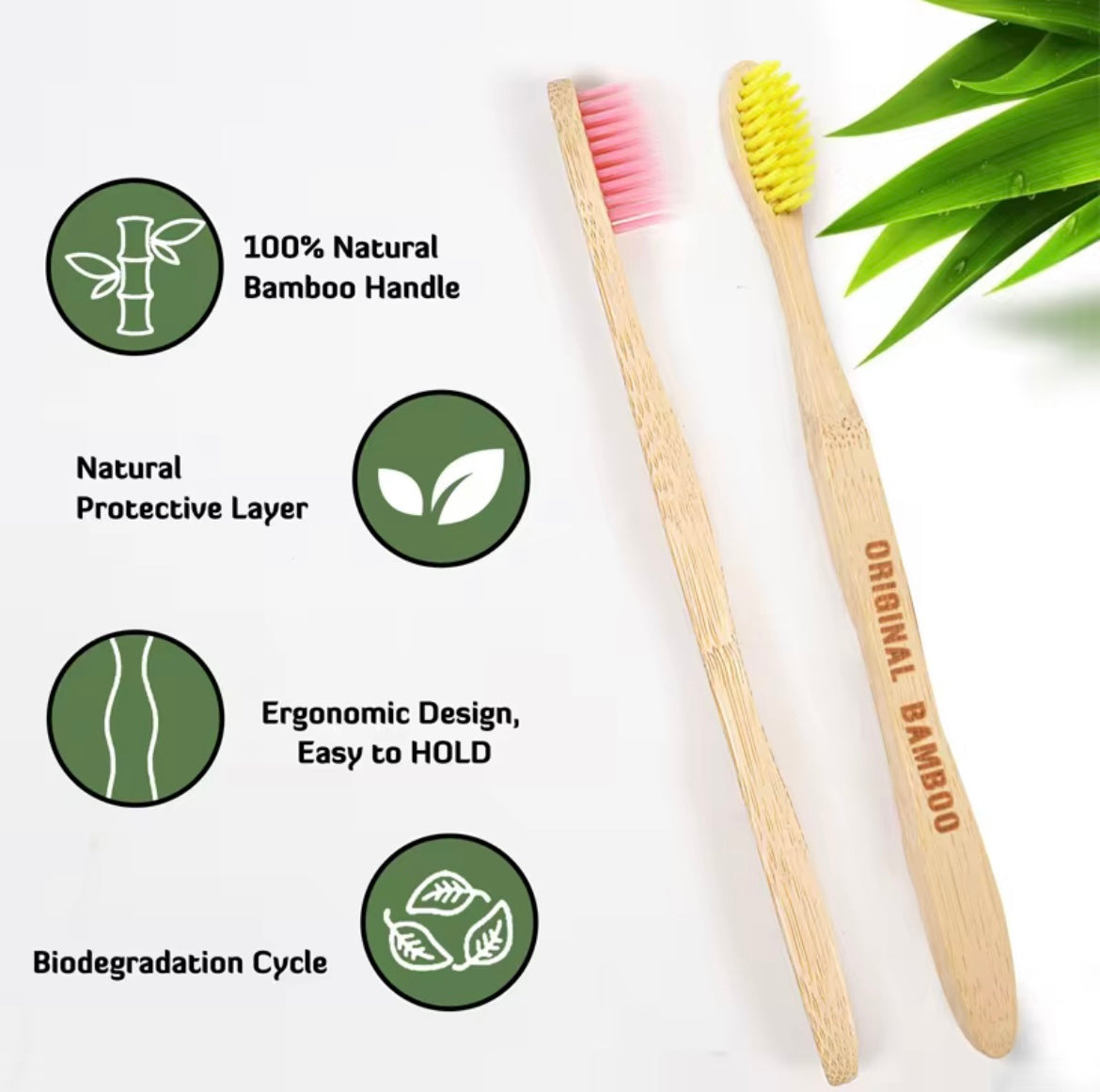 Set di 10 Spazzolini in Bambù – Eco-Friendly, Eleganti e Riutilizzabili