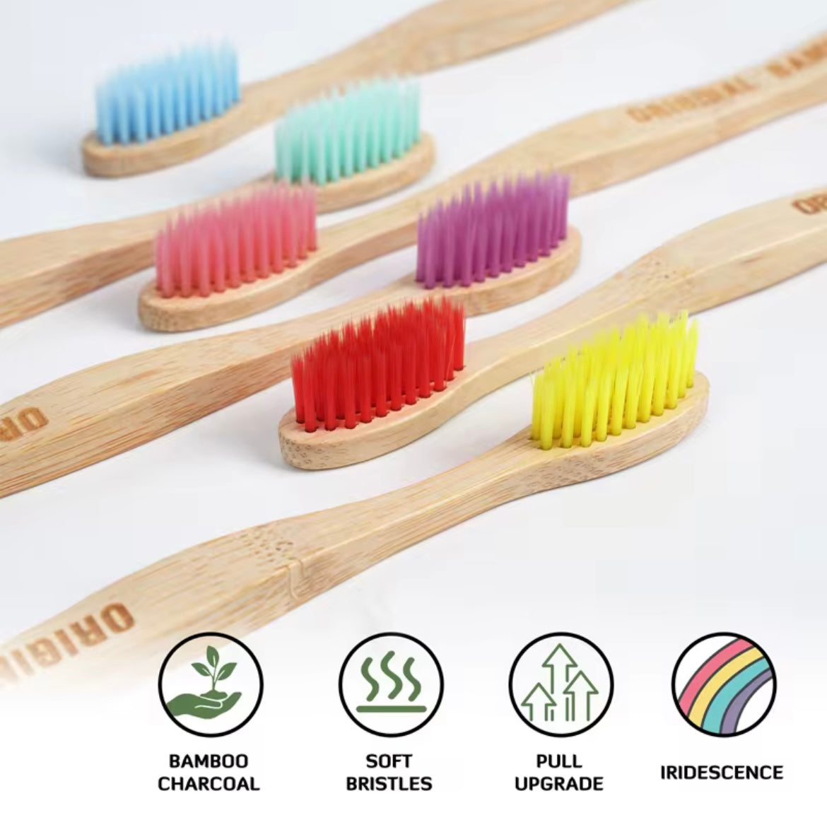 Set di 10 Spazzolini in Bambù – Eco-Friendly, Eleganti e Riutilizzabili