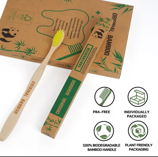 Set di 10 Spazzolini in Bambù – Eco-Friendly, Eleganti e Riutilizzabili
